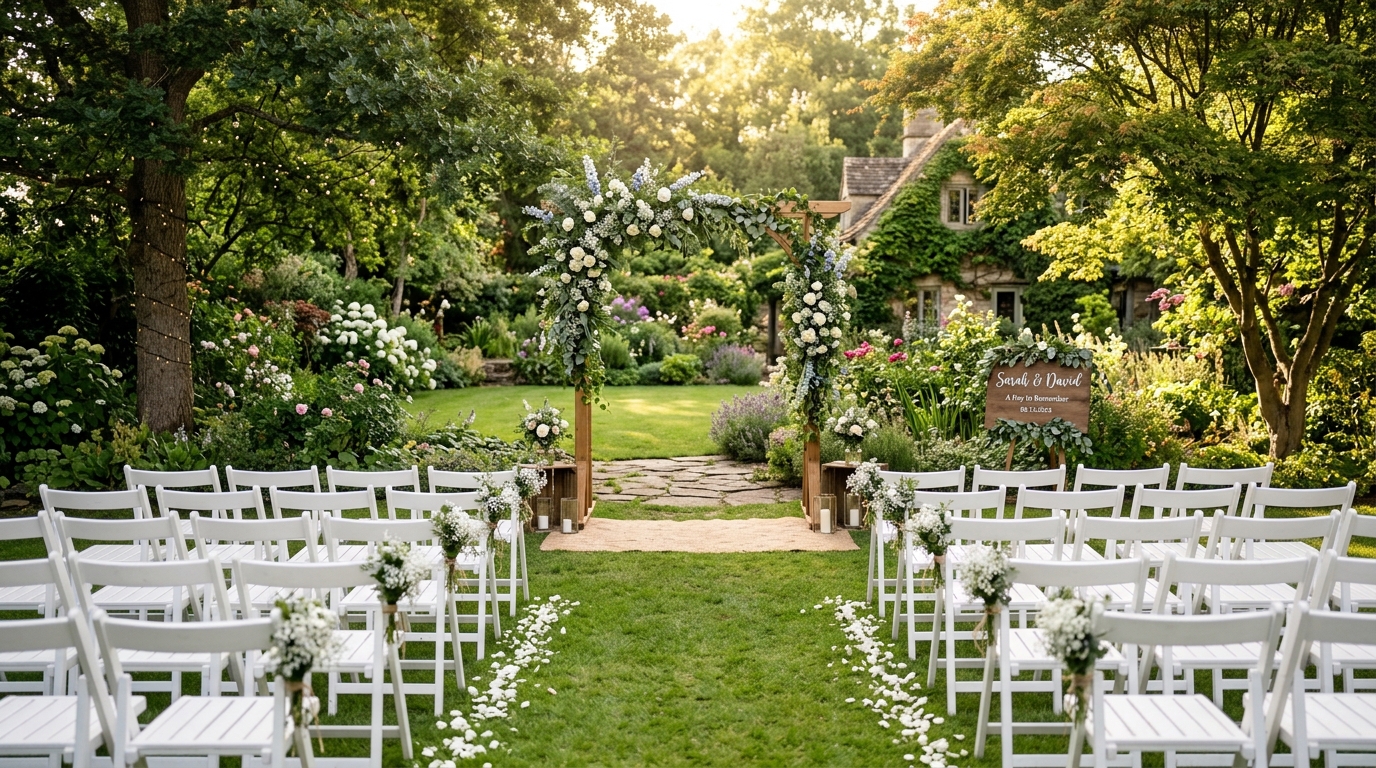Budget friendly wedding venues with elegant outdoor garden setup for affordable weddings