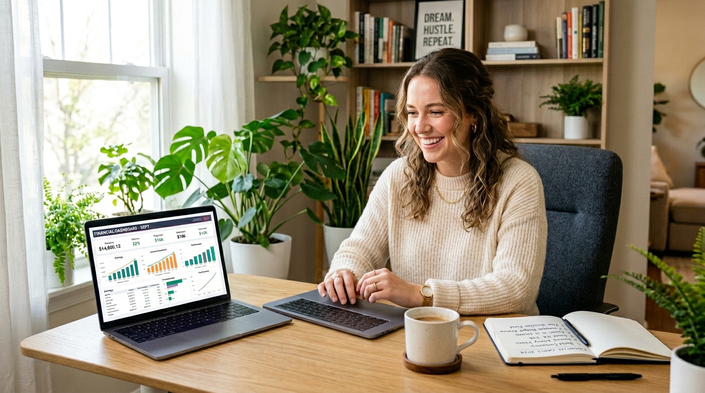 How to make money online for beginners in 2026 showing person working on laptop from home