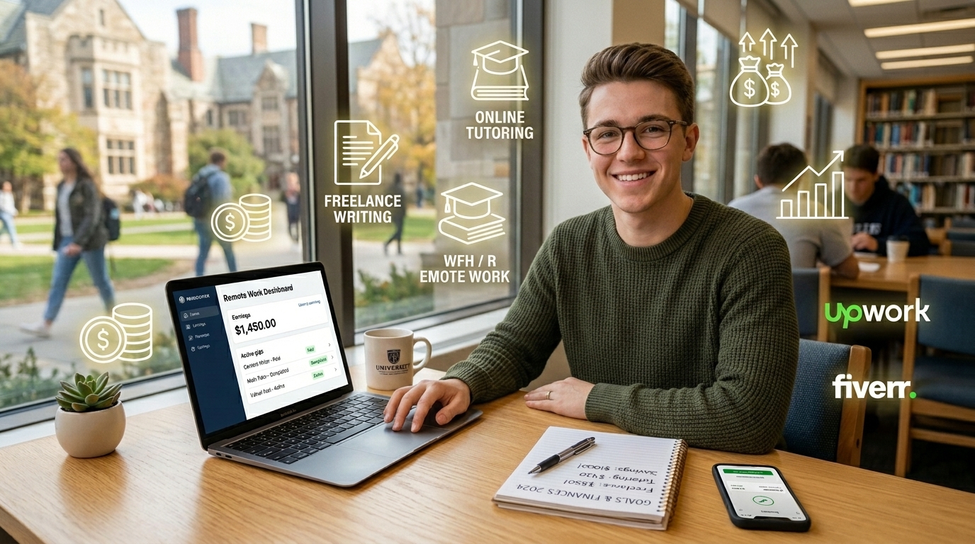 Jobs that pay for college without loans for students earning income through flexible online and part-time work