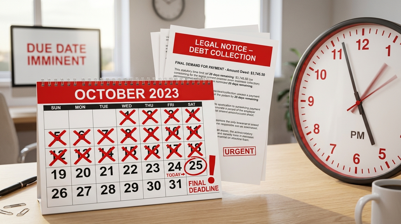 Statute of limitations on debt collection time limit calendar showing expired debt