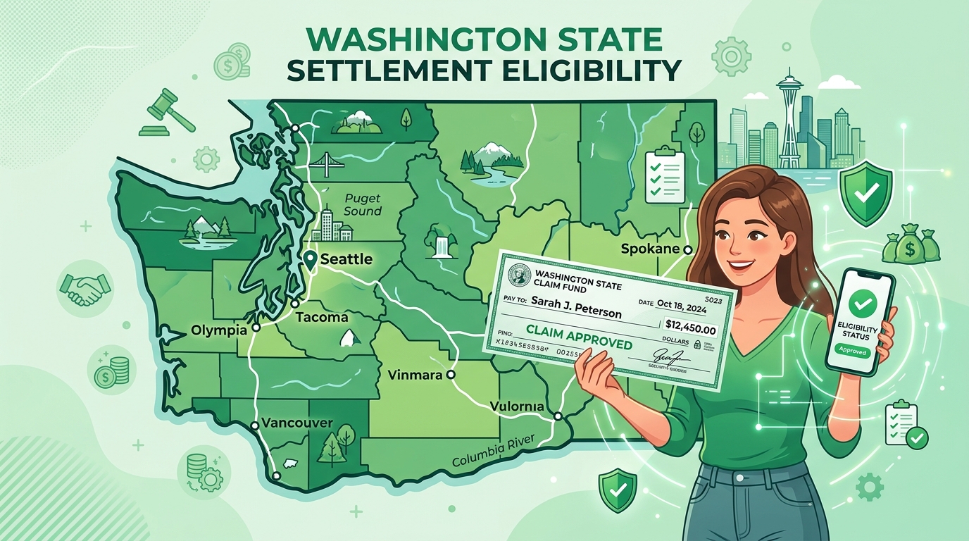 Cash App settlement eligibility showing Washington state residents who received spam texts