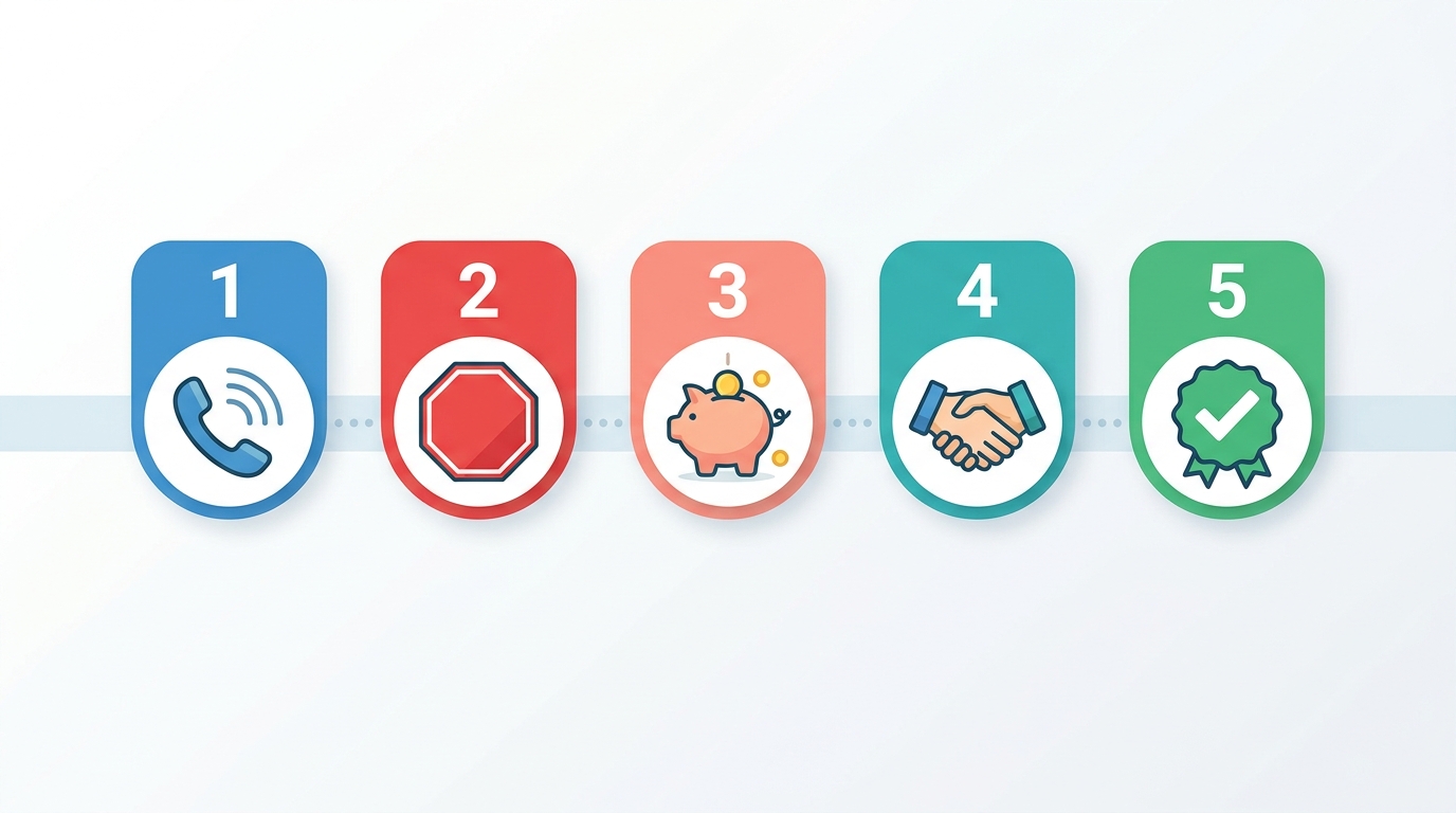 How National Debt Relief works step by step showing the five stage debt settlement process