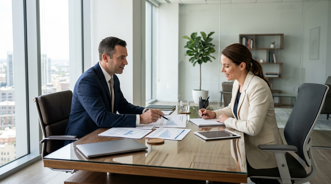National Debt Relief company overview showing debt settlement consultant meeting with a client in 2026